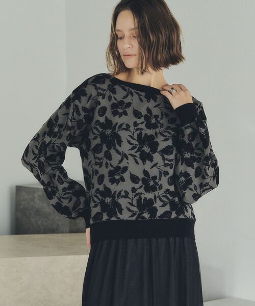 イェッカ ヴェッカ（YECCA VECCA）/フラワー柄ふくれジャガードニット YECCA VECCA（イェッカヴェッカ） ニット セーター フラワー柄ふくれ