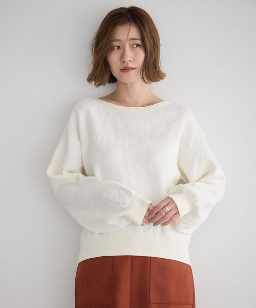 YECCA VECCA（イェッカヴェッカ） ニット セーター フラワー柄ふくれ