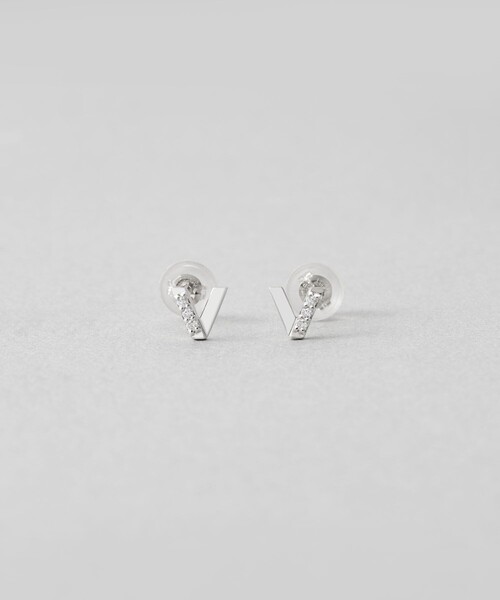 ピアス K10WG ピアス ダイヤモンド レディース