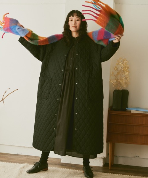 「Libra Cue」 ノーカラーコート FREE ブラック レディース_画像2