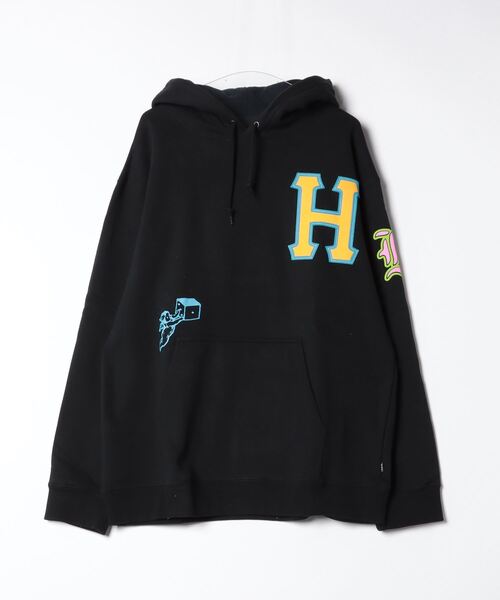 HUF ハフ　ブラック フード付きパーカー HUF（ハフ） パーカー HUF ESSENTIALS メンズ トップス 長袖 フード
