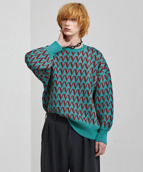SHAREEF」 長袖ニット 1 ブラック メンズ 保存推奨！柄シャツ着回し 