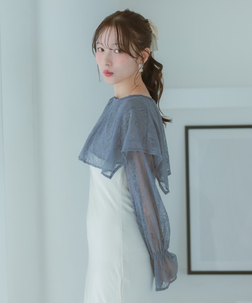 T4 オーガンジー　ボレロ　カーディガン　ショート丈　結婚式　二次会　パーティー M'S GRACY - T4 オーガンジー ボレロ カーディガン ショート丈 結婚式
