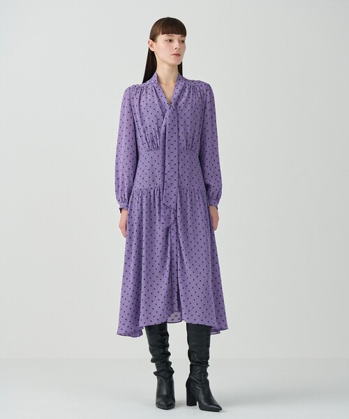 「GRACE CONTINENTAL」 長袖ワンピース 38 パープル レディース
