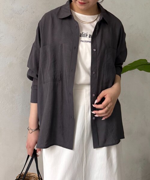 ブラウス シャツ 「ドライタッチ/通気性」バックシャーリングシャツ レディースの画像