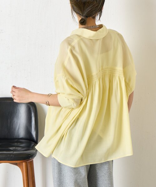 ブラウス シャツ 「ドライタッチ/通気性」バックシャーリングシャツ レディースの画像