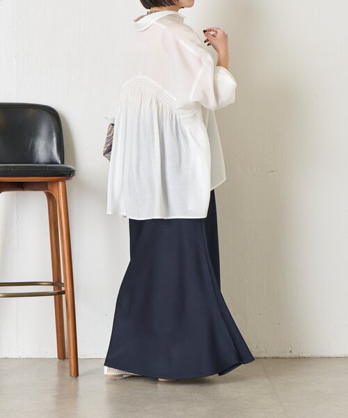 ブラウス シャツ 「ドライタッチ/通気性」バックシャーリングシャツ レディースの画像