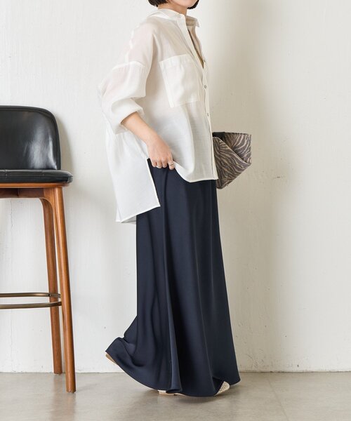 ブラウス シャツ 「ドライタッチ/通気性」バックシャーリングシャツ レディースの画像