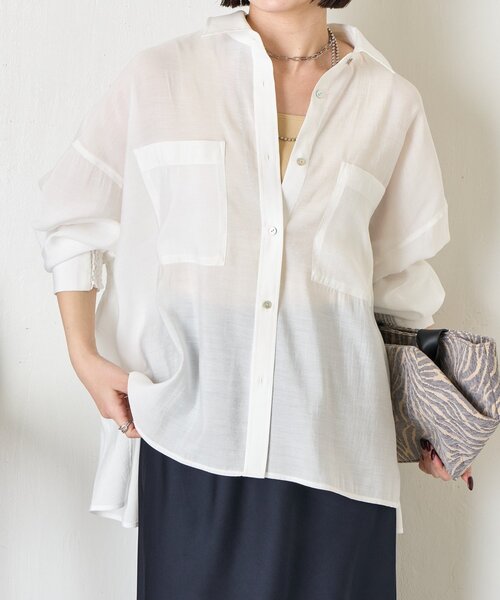 ブラウス シャツ 「ドライタッチ/通気性」バックシャーリングシャツ レディースの画像