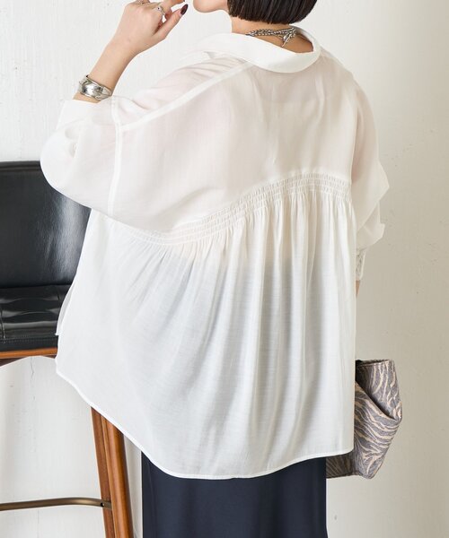 ブラウス シャツ 「ドライタッチ/通気性」バックシャーリングシャツ レディースの画像