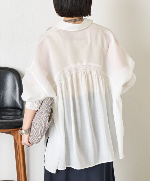 ブラウス シャツ 「ドライタッチ/通気性」バックシャーリングシャツ レディースの画像