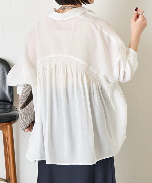 ブラウス シャツ 「ドライタッチ/通気性」バックシャーリングシャツ レディースの画像
