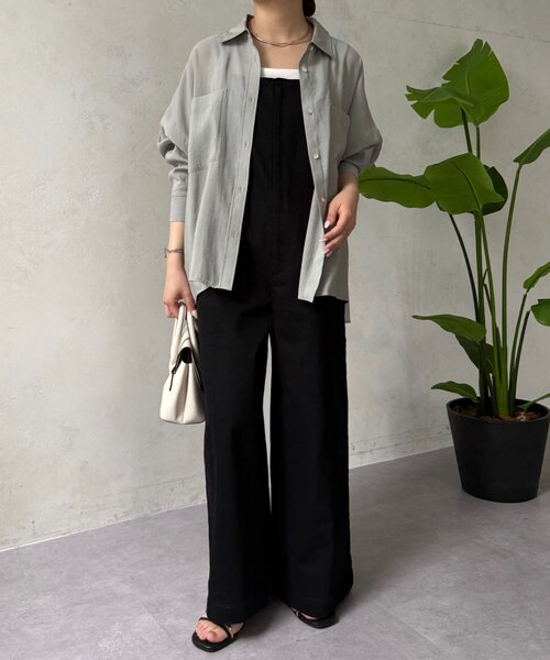 ブラウス シャツ 「ドライタッチ/通気性」バックシャーリングシャツ レディースの画像