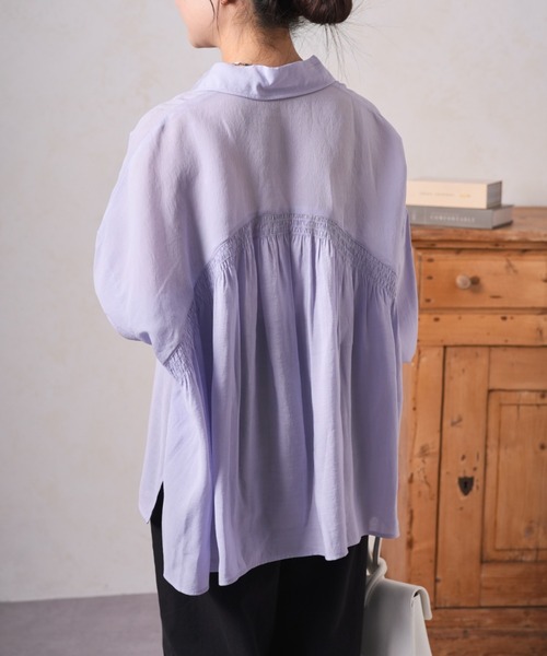 ブラウス シャツ 「ドライタッチ/通気性」バックシャーリングシャツ レディースの画像