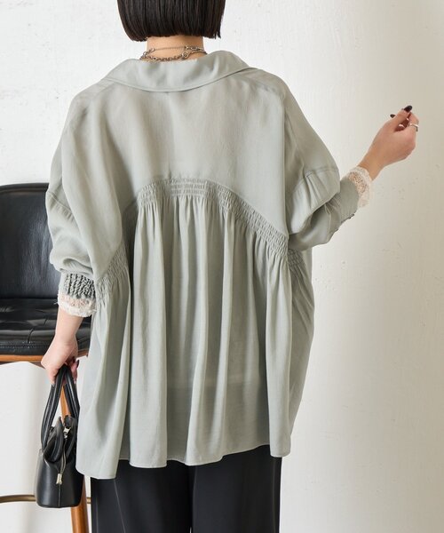 ブラウス シャツ 「ドライタッチ/通気性」バックシャーリングシャツ レディースの画像