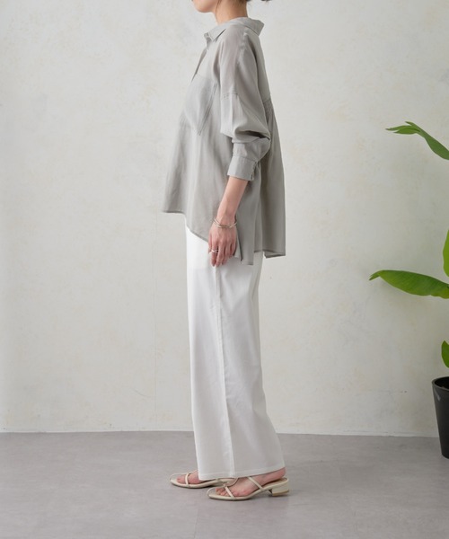 ブラウス シャツ 「ドライタッチ/通気性」バックシャーリングシャツ レディースの画像