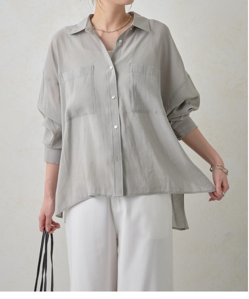 ブラウス シャツ 「ドライタッチ/通気性」バックシャーリングシャツ レディースの画像