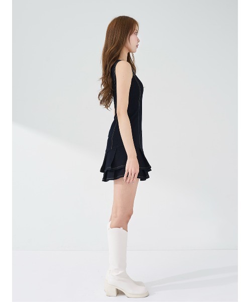 Darich ダーリッチ ダブルプリーツデニムミニワンピース Darich（ダーリッチ） ワンピース ダブルプリーツデニムミニワンピース