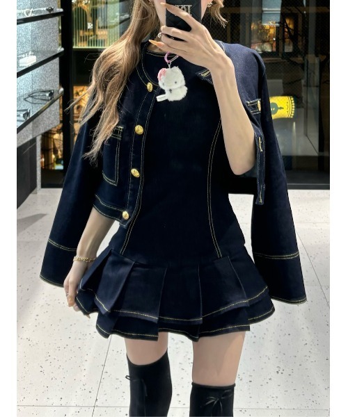Darich（ダーリッチ） ワンピース ダブルプリーツデニムミニワンピース