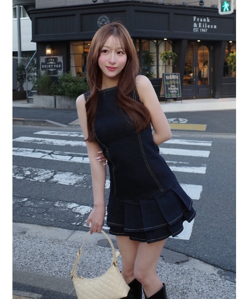 新品未使用　Darich ダーリッチ ダブルプリーツデニムワンピース　FL ダーリッチ Darich ダブルプリーツデニムミニワンピース （インディゴ