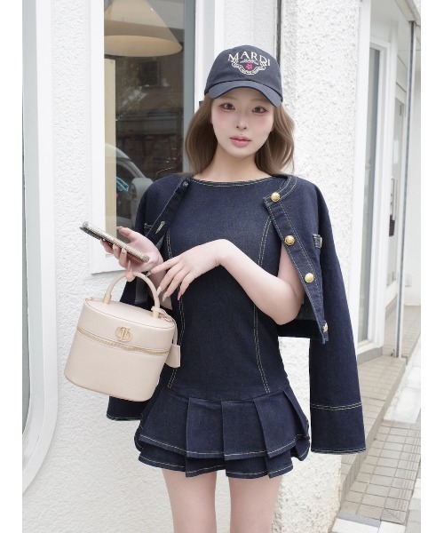 新品未使用　Darich ダーリッチ ダブルプリーツデニムワンピース　FL ダーリッチ Darich ダブルプリーツデニムミニワンピース （インディゴ