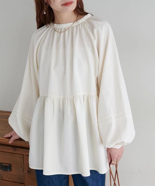 「DISCOAT」 長袖ブラウス MEDIUM グレー レディース_画像2