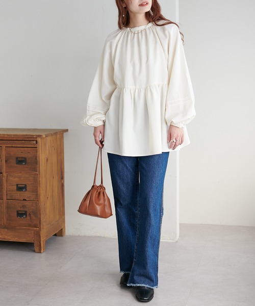 「DISCOAT」 長袖ブラウス MEDIUM グレー レディース_画像4