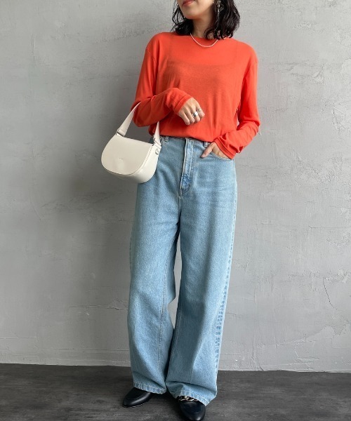 「JEANS FACTORY Clothes」 長袖カットソー F ブラウン レディース_画像3