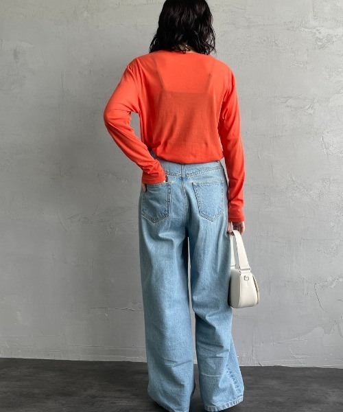 「JEANS FACTORY Clothes」 長袖カットソー F ブラウン レディース_画像4
