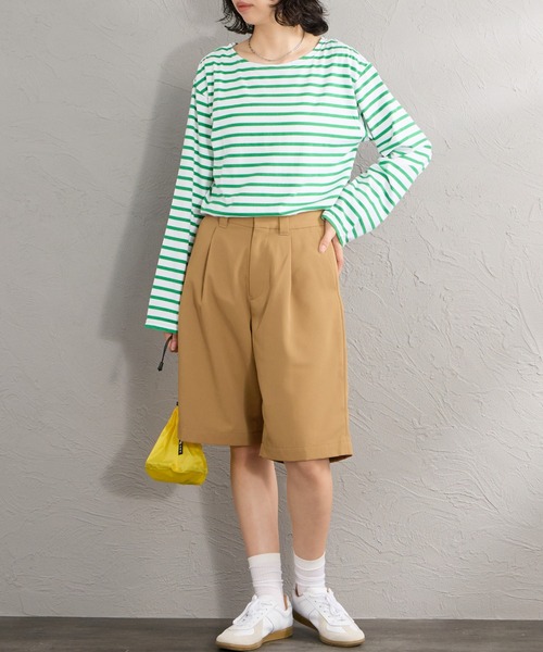 ハーフパンツ パンツ 「FRED PERRY/フレッドペリー」  ワンポイントロゴ刺繍 テニストラウザーバミューダショーツ レディース メンズの画像