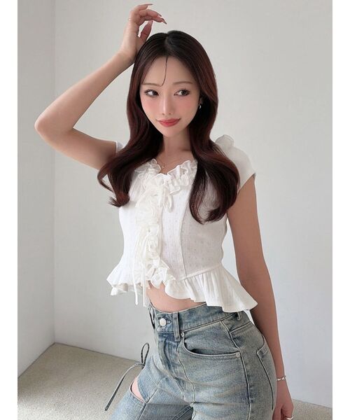 RESEXXY（リゼクシー） tシャツ 半袖 デコラティブフリルカットソー