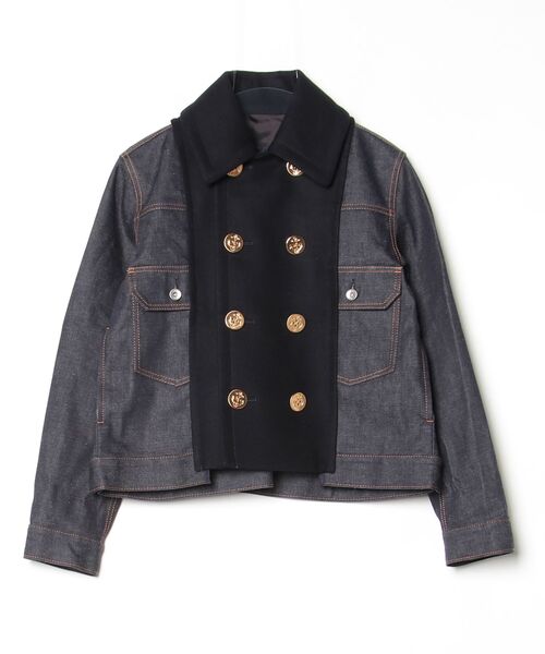 sacai デニム襟付きダブルブレストジャケット sacai（サカイ） ダブルブレスト デニムジャケット「Levi'sコラボ」 1