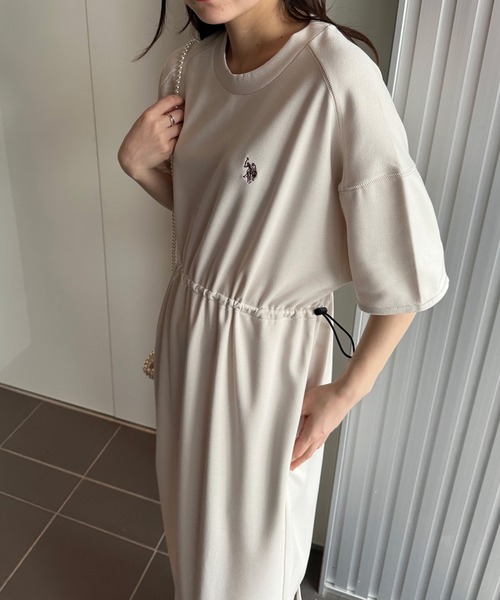 「U.S. POLO ASSN.」 半袖ワンピース M アイボリー レディース_画像6