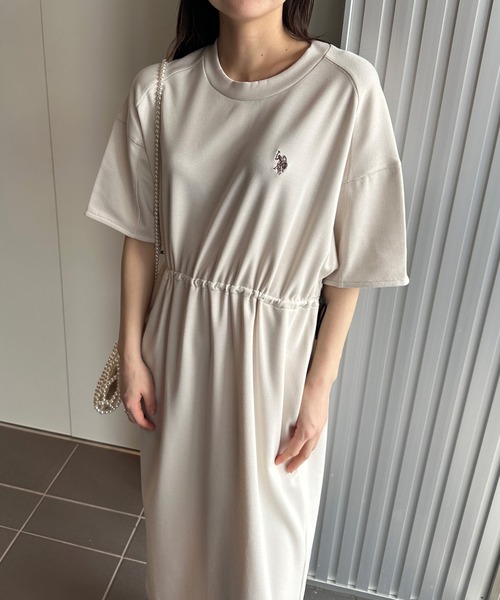 「U.S. POLO ASSN.」 半袖ワンピース M アイボリー レディース_画像7