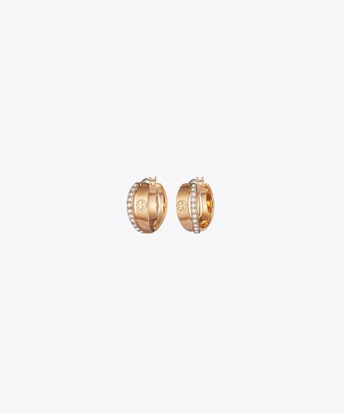 TORY BURCH（トリーバーチ） ピアス アイコン パヴェ ダブル フープ