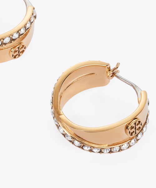 TORY BURCH（トリーバーチ） ピアス アイコン パヴェ ダブル フープ