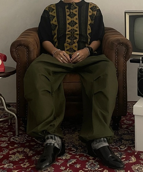「kutir」 半袖ニット MEDIUM ゴールド メンズ_画像3