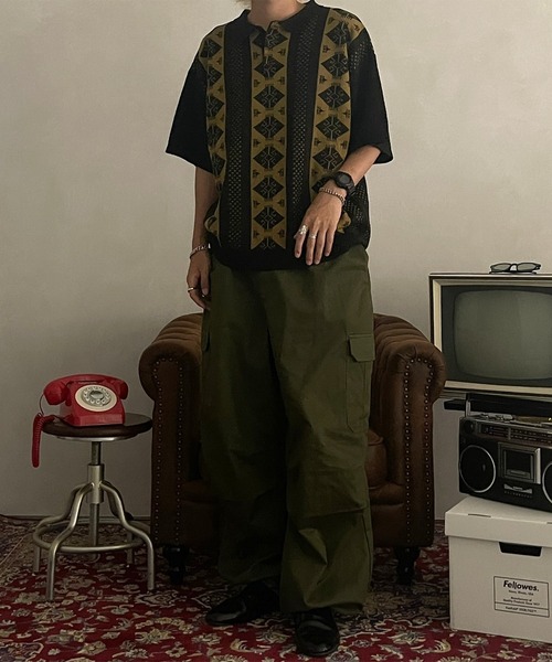「kutir」 半袖ニット MEDIUM ゴールド メンズ_画像4