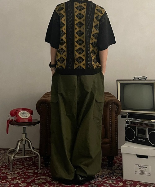「kutir」 半袖ニット MEDIUM ゴールド メンズ_画像6