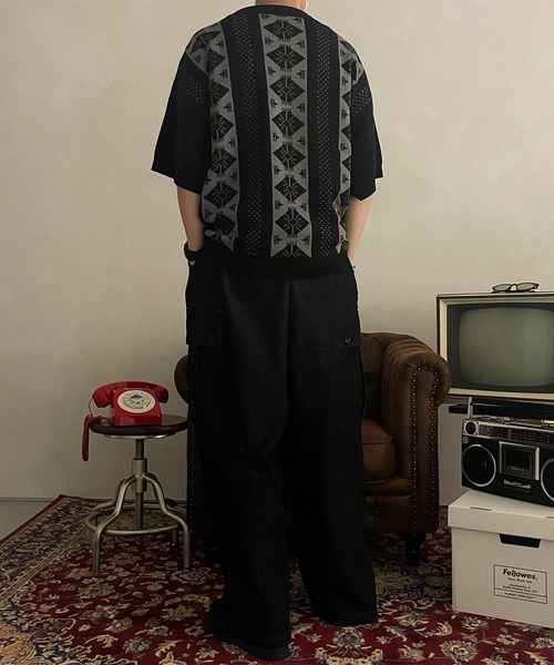 「kutir」 半袖ニット MEDIUM ゴールド メンズ_画像7