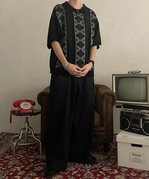 「kutir」 半袖ニット MEDIUM ゴールド メンズ_画像8