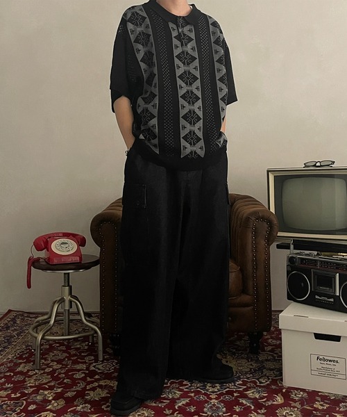 「kutir」 半袖ニット MEDIUM ゴールド メンズ_画像9
