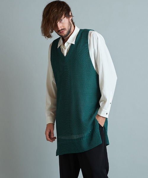 「NO ID.」 ノースリーブニット ONE SIZE グレー メンズ_画像2