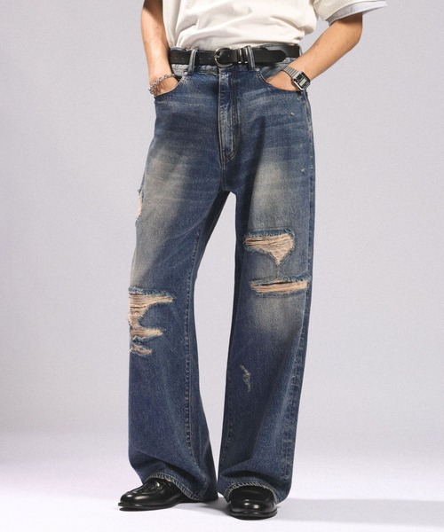 RAGEBLUE（レイジブルー） ジーンズ DISTRESSED STRAIGHT DENIM PANTS