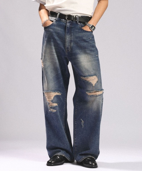 RAGEBLUE（レイジブルー） ジーンズ DISTRESSED STRAIGHT DENIM PANTS