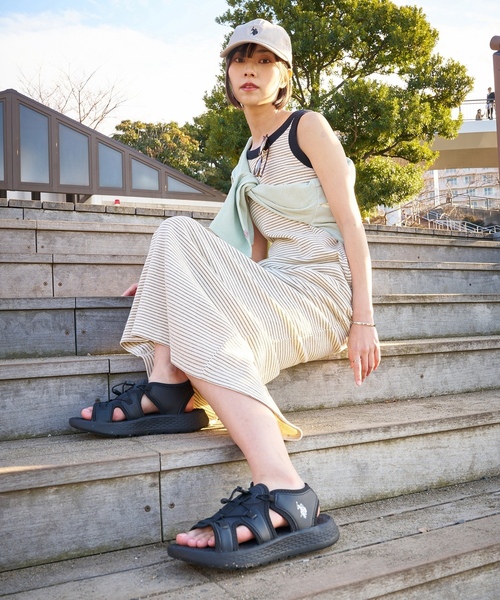 「U.S. POLO ASSN.」 フラットサンダル 24.5cm ブラック レディース_画像3