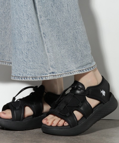 「U.S. POLO ASSN.」 フラットサンダル 24.5cm ブラック レディース_画像6
