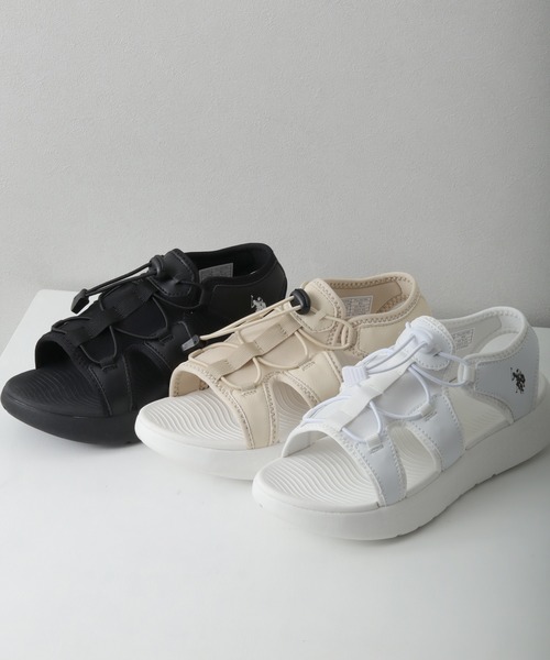 「U.S. POLO ASSN.」 フラットサンダル 24.5cm ブラック レディース_画像8