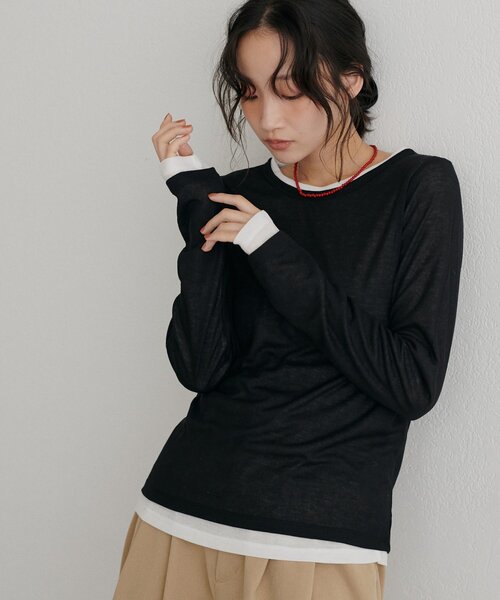 tシャツ レイヤードシアーパックTシャツ「WEB限定カラーあり」 レディース | Discoat | 35