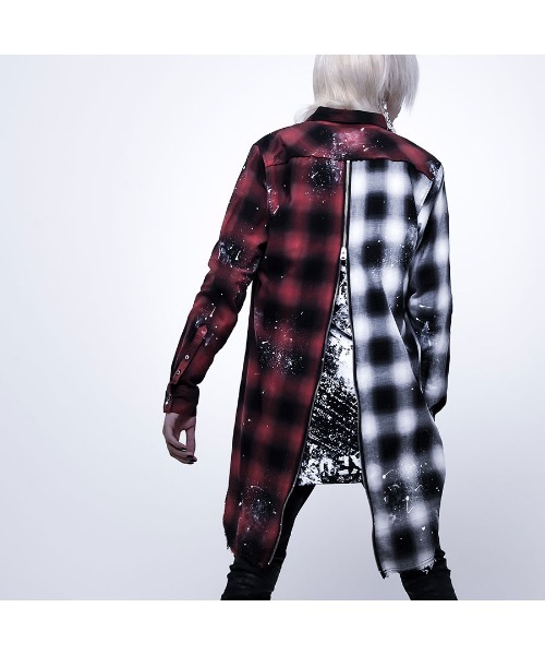 【新品未使用】CIVARIZE バックZIPドッキングチェックシャツ 46サイズ シャツ ブラウス 『CIVARIZE』バックZIPドッキングチェックシャツ